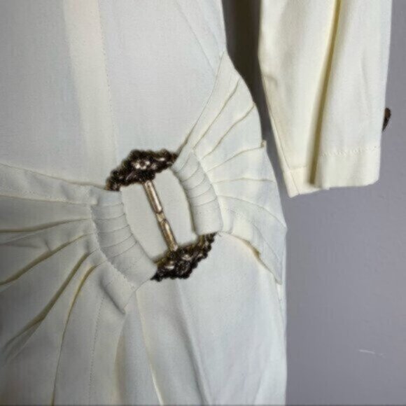 La Belle 80s Vintage Ruched Knee Length Gold Ascent Dress - Picture 11 of 15